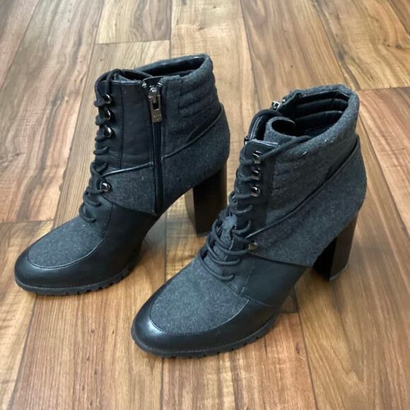 Antonio Melani Grayciee Wool Blend Block Heel Boots in Char/grey/Blk Size 9M - Picture 9 of 10